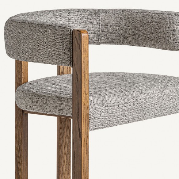 WEXLEY Chair in Ash Wood and Grey-Black Fabric