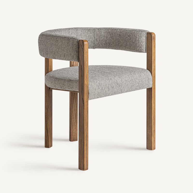 Chaise WEXLEY en bois de frêne et tissu gris noir
