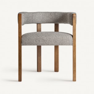 WEXLEY Chair in Ash Wood and Grey-Black Fabric 2
