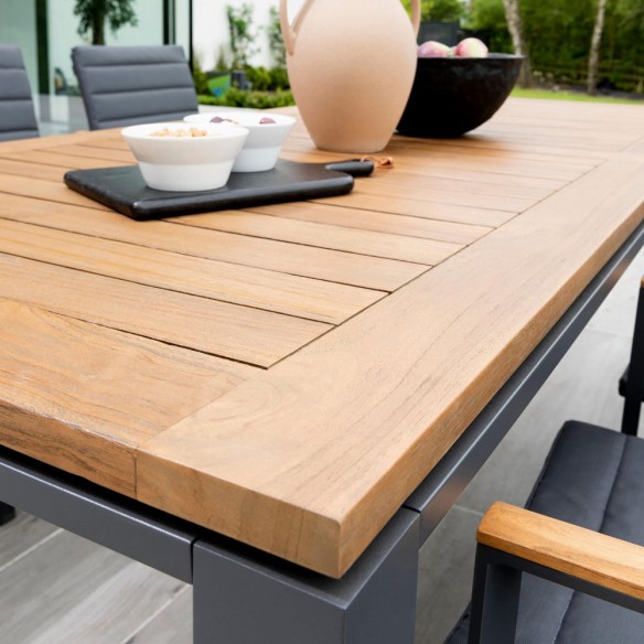 Ensemble Table de jardin CONCEPT en teck/aluminium anthracite L210 et 6 chaises SOHO anthracite