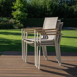 Ensemble Table de jardin CONCEPT en teck/aluminium beige L210 et 6 chaises SOHO beige 2