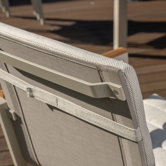 Outdoor Dining Set CONCEPT table in Teak/Beige Aluminum W210 and 6 SOHO Beige Chairs