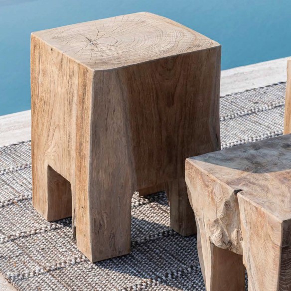 Trio de tables d’appoint DUNEA en racine de teck H31cm H37cm H44cm