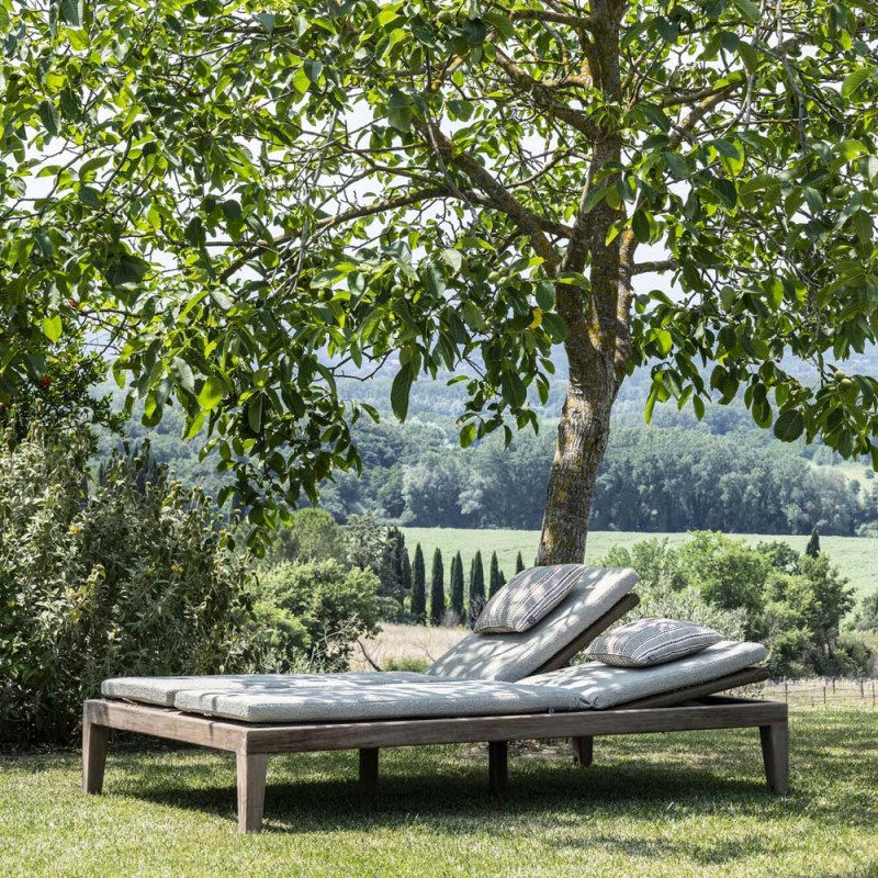 LILLY Double Sun Lounger in Natural Reclaimed Teak