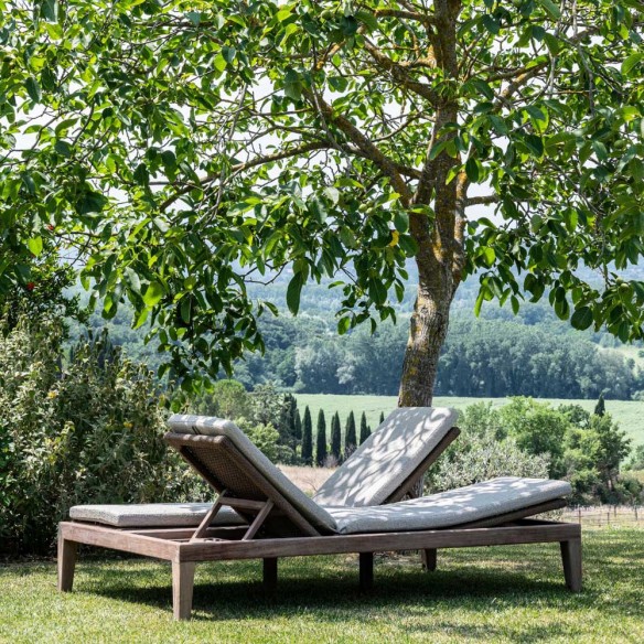 LILLY Double Sun Lounger in Natural Reclaimed Teak