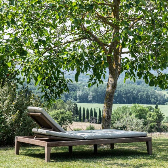 LILLY Double Sun Lounger in Natural Reclaimed Teak