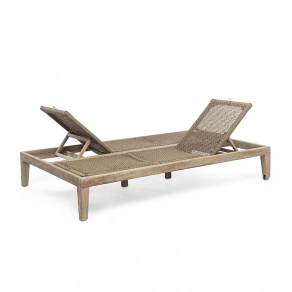 LILLY Double Sun Lounger in Natural Reclaimed Teak
