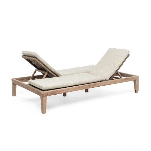 Double bain de soleil LILLY en teck recyclé gris naturel