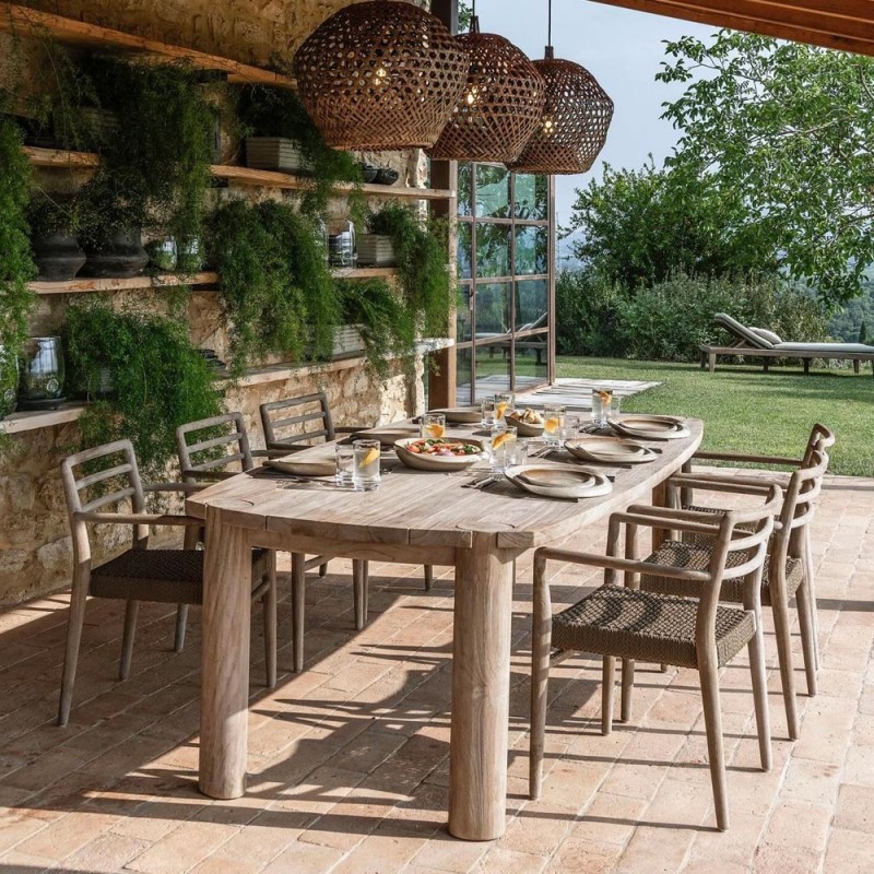 Table de jardin MILA en teck recyclé gris naturel L250