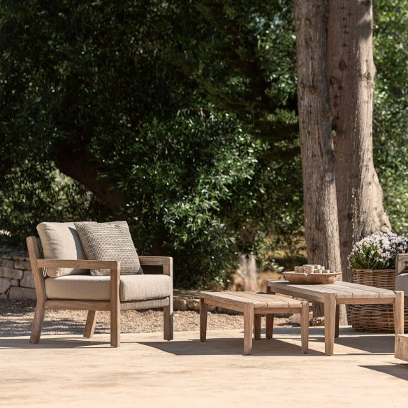 Fauteuil de jardin MALO en teck recyclé gris naturel