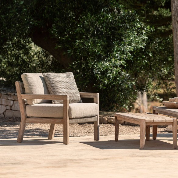 Fauteuil de jardin MALO en teck recyclé gris naturel
