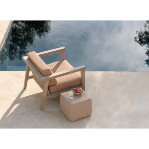 Fauteuil de jardin LAUSANNE en teck recyclé gris naturel