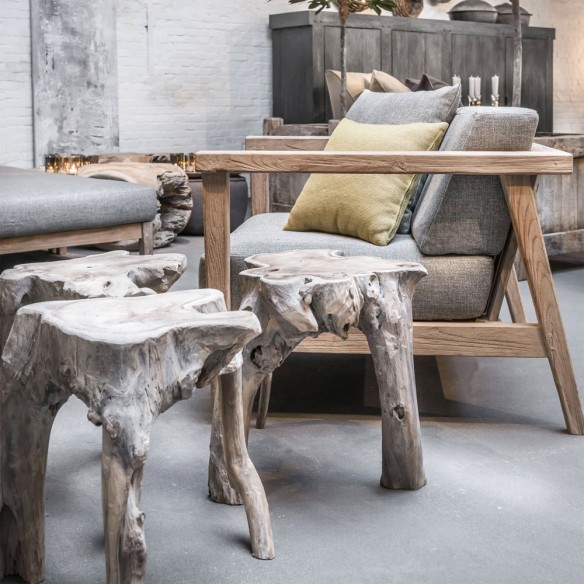 Fauteuil de jardin LAUSANNE en teck recyclé gris naturel