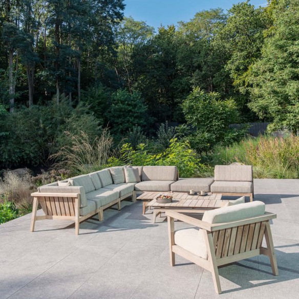 Fauteuil de jardin LAUSANNE en teck recyclé gris naturel