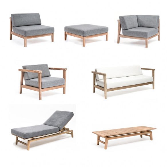 LAUSANNE Garden Lounge Set 7 Seater in Natural Reclaimed Teak