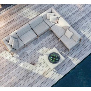 Salon de jardin LAUSANNE 6 places en teck recyclé gris naturel 2