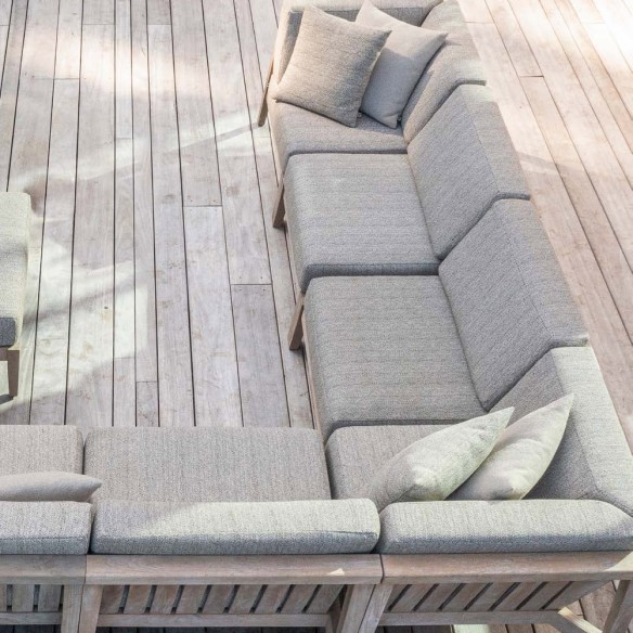 Salon de jardin LAUSANNE 6 places en teck recyclé gris naturel