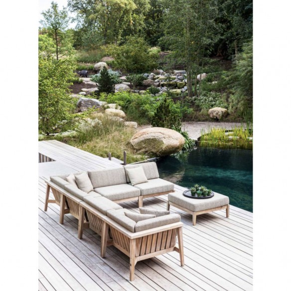 Salon de jardin LAUSANNE 6 places en teck recyclé gris naturel