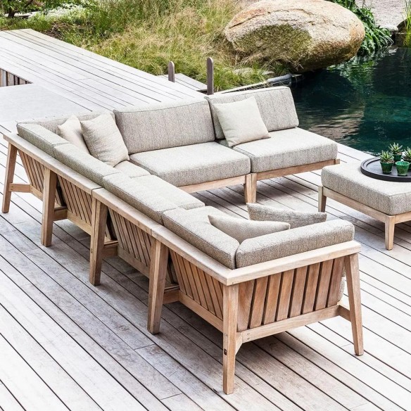LAUSANNE Garden Lounge Set 6 Seater in Natural Reclaimed Teak