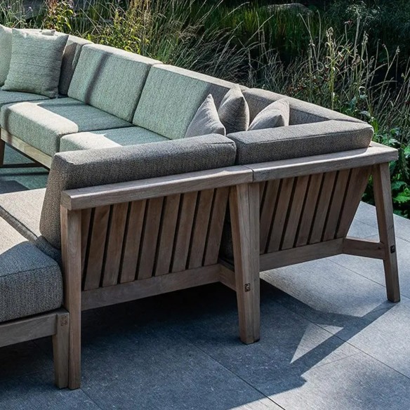 Salon de jardin LAUSANNE 8 places en teck recyclé gris naturel