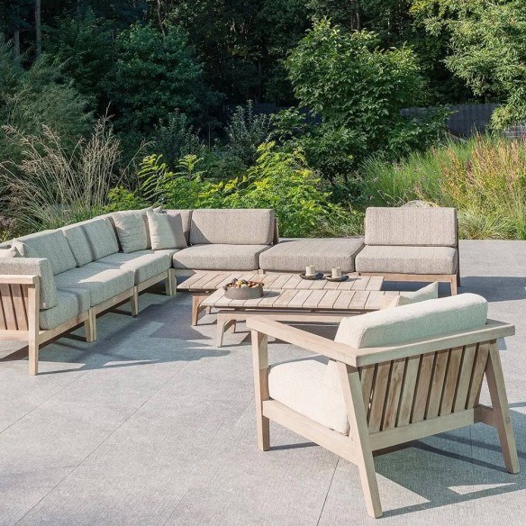 LAUSANNE Garden Lounge Set 8 Seater in Natural Reclaimed Teak