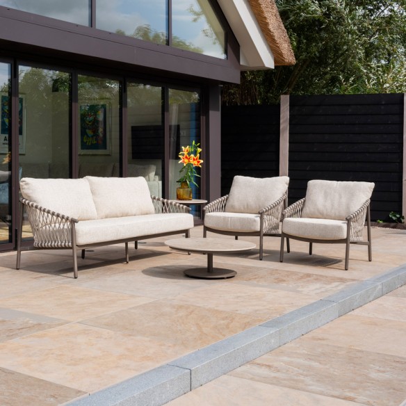 ASTORIA Lounge Set 5 Seater Aluminium Taupe with Ceramic Coffee Table