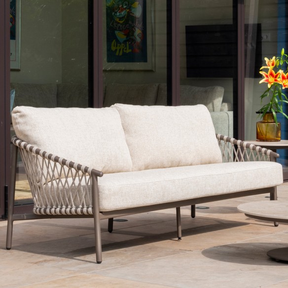 Salon de jardin ASTORIA 5 places cadre taupe aluminium avec table basse céramique