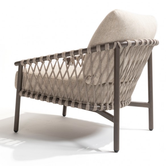 Salon de jardin ASTORIA 5 places cadre taupe aluminium avec table basse céramique