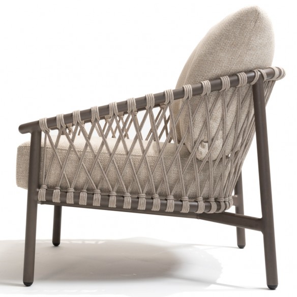 Salon de jardin ASTORIA 5 places cadre taupe aluminium avec table basse céramique