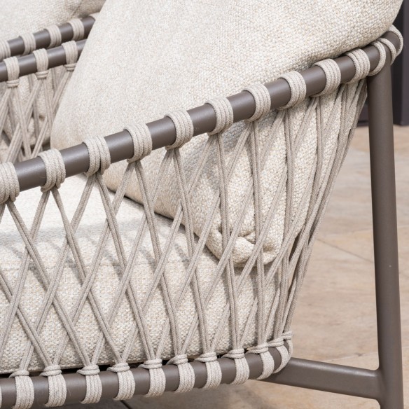 Salon de jardin ASTORIA 5 places cadre taupe aluminium avec table basse céramique