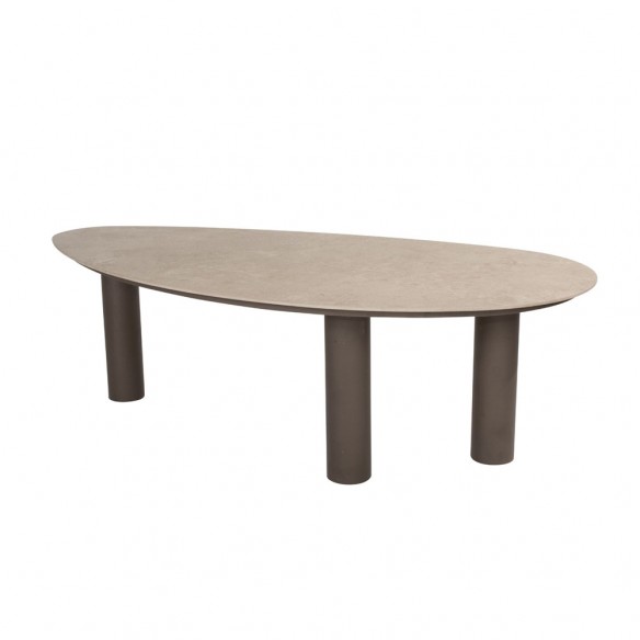 Outdoor Dining Set ARIA Table in Taupe Aluminum W240 and 6 ASTORIA Taupe Chairs with Light Beige Cushion