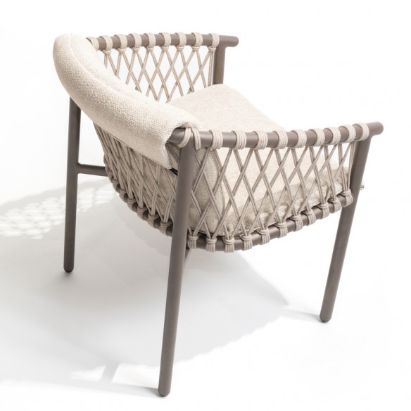 Outdoor Dining Set ARIA Table in Taupe Aluminum W240 and 6 ASTORIA Taupe Chairs with Light Beige Cushion