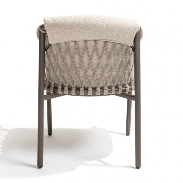 Outdoor Dining Set ARIA Table in Taupe Aluminum W240 and 6 ASTORIA Taupe Chairs with Light Beige Cushion