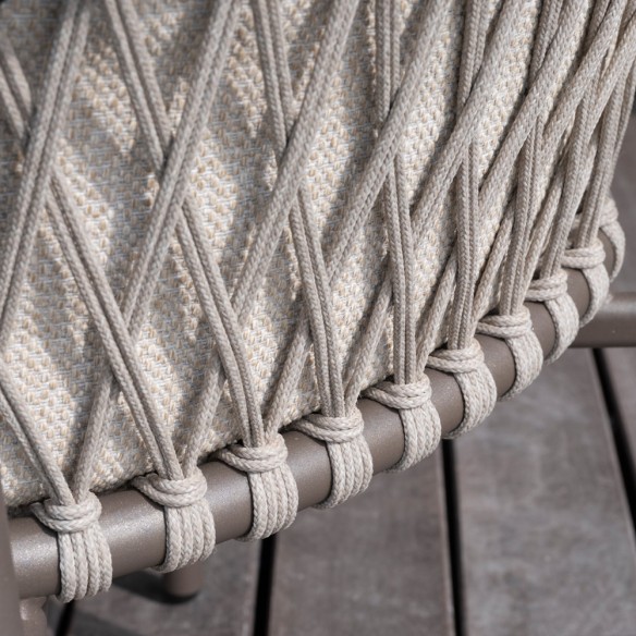 Ensemble Table de jardin ARIA en aluminium taupe et céramique L240 et 6 chaises ASTORIA taupe coussin beige clair