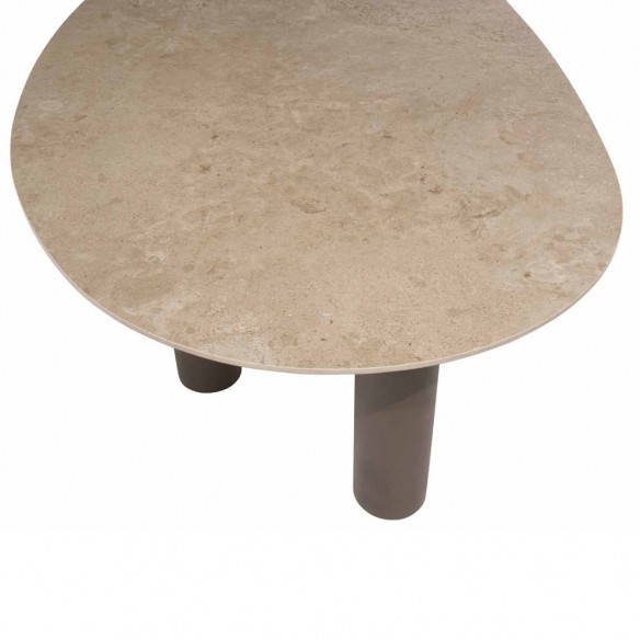 Outdoor Dining Set ARIA Table in Taupe Aluminum W240 and 6 ASTORIA Taupe Chairs with Light Beige Cushion