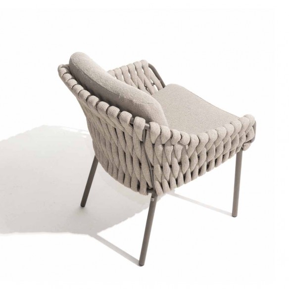 Outdoor Dining Set ARIA Table in Taupe Aluminum and Ceramic W240 and 6 MISTRAL Taupe Chairs with Beige Cushion