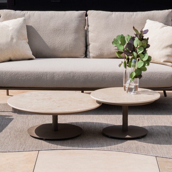MISTRAL Lounge Set 5 Seater in Taupe Aluminium with a Pair of Ceramic Coffee Tables