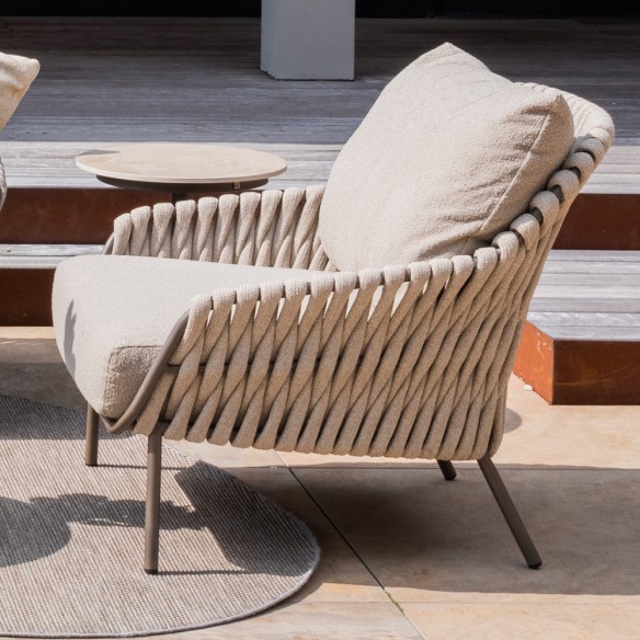 MISTRAL Lounge Set 5 Seater in Taupe Aluminium with a Pair of Ceramic Coffee Tables