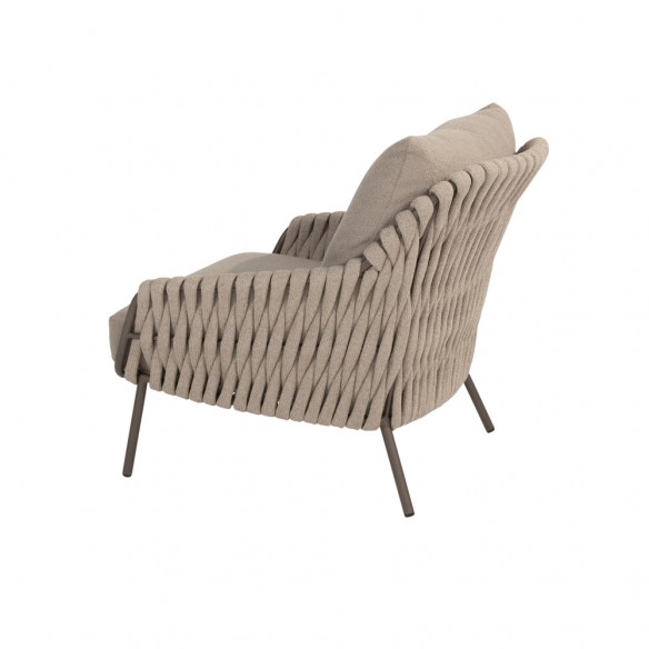 Salon de jardin MISTRAL 5 places cadre taupe aluminium avec duo de tables basses céramique