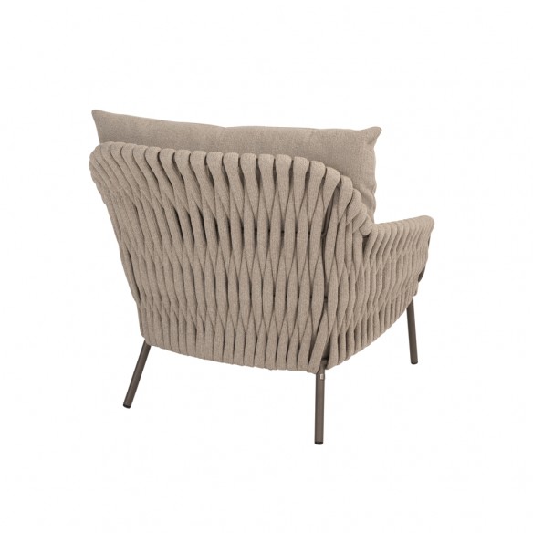 Salon de jardin MISTRAL 5 places cadre taupe aluminium avec duo de tables basses céramique