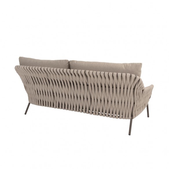Salon de jardin MISTRAL 5 places cadre taupe aluminium avec duo de tables basses céramique