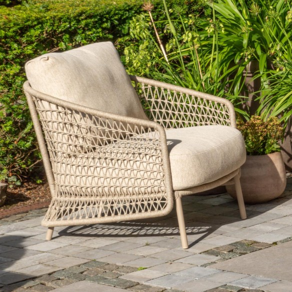 PALOMA Lounge Set 5 Seater Aluminium Frame with Round Teak Coffee and Side Tables