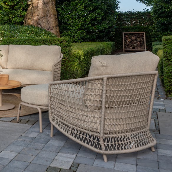 PALOMA Lounge Set 5 Seater Aluminium Frame with Round Teak Coffee and Side Tables