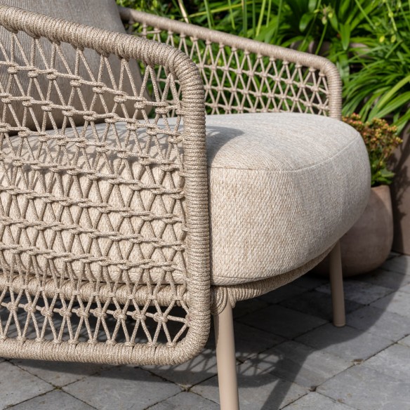 PALOMA Lounge Set 5 Seater Aluminium Frame with Round Teak Coffee and Side Tables