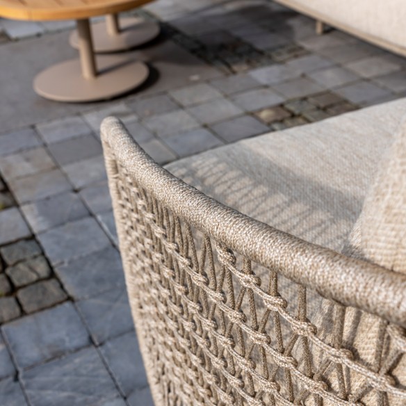 PALOMA Lounge Set 5 Seater Aluminium Frame with Round Teak Coffee and Side Tables