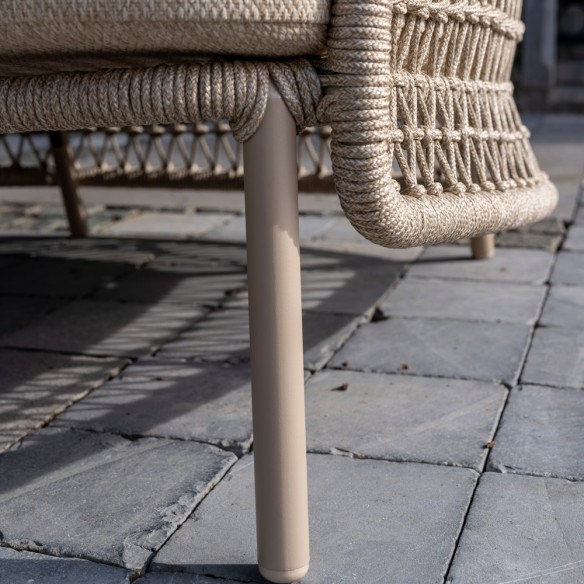 PALOMA Lounge Set 5 Seater Aluminium Frame with Round Teak Coffee and Side Tables