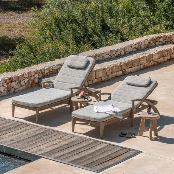 FRESCO Sun Lounger in Natural Reclaimed Teak