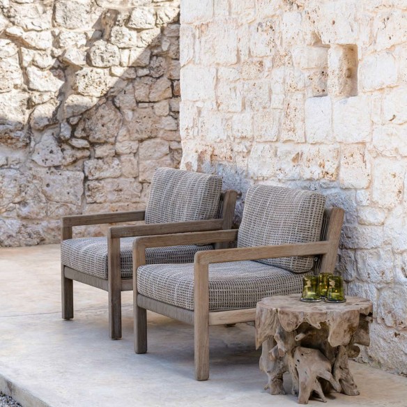 Fauteuil de jardin MALO en teck recyclé gris naturel