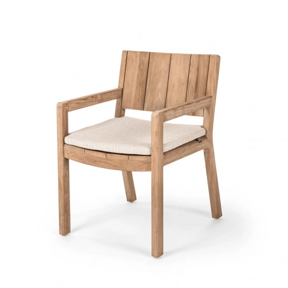 Chaise de jardin MALO en teck recyclé avec dossier en bois plein