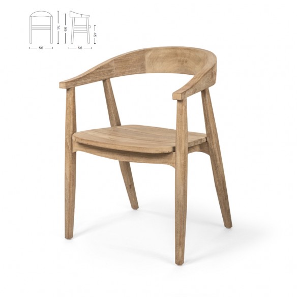 Chaise de jardin FRESCO en teck recyclé avec coussin d’assise